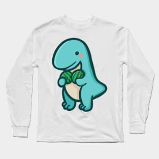 T-Rex with melons, Derpy Dino, Dinosaur Long Sleeve T-Shirt